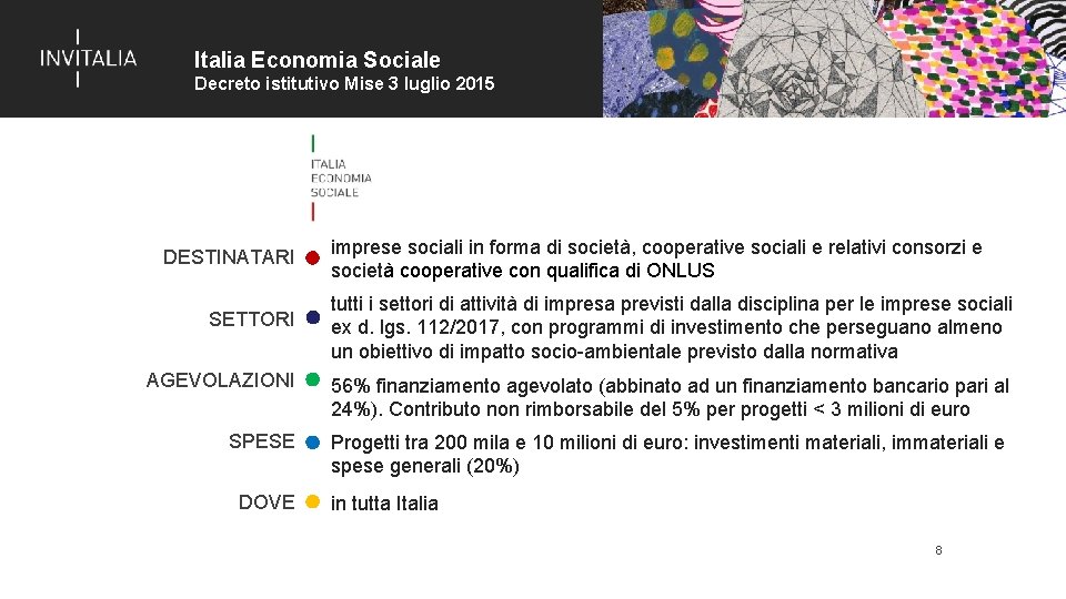 Italia Economia Sociale Decreto istitutivo Mise 3 luglio 2015 DESTINATARI SETTORI imprese sociali in