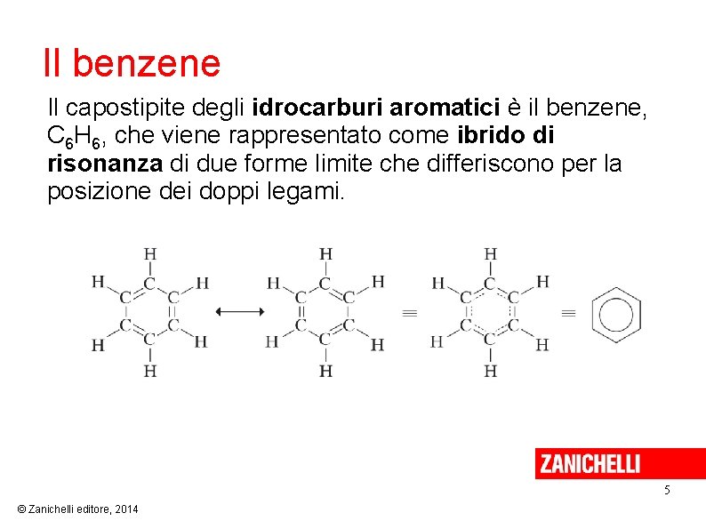 Il benzene Il capostipite degli idrocarburi aromatici è il benzene, C 6 H 6,
