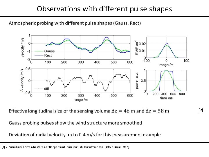 Observations with different pulse shapes [2] V. Banakh and I. Smalikho, Coherent Doppler wind