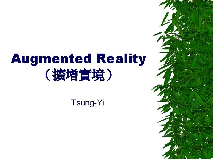 Augmented Reality （擴增實境） Tsung-Yi 