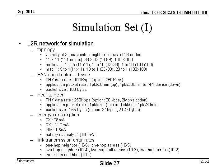 Sep 2014 doc. : IEEE 802. 15 -14 -0604 -00 -0010 Simulation Set (I)