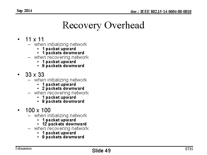 Sep 2014 doc. : IEEE 802. 15 -14 -0604 -00 -0010 Recovery Overhead •