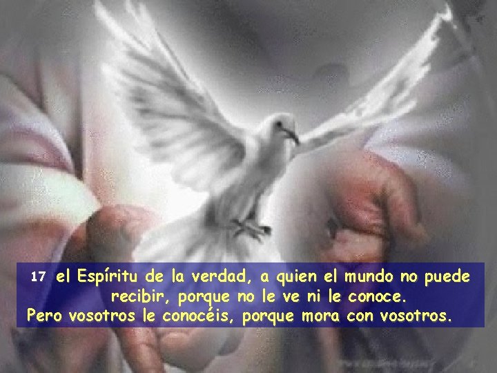 el Espíritu de la verdad, a quien el mundo no puede recibir, porque no