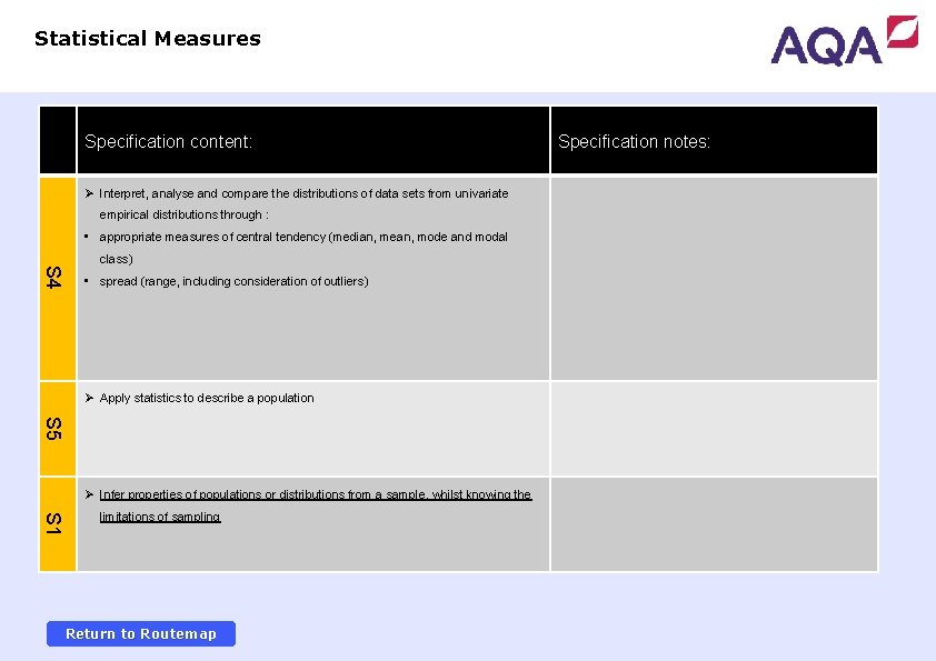 Statistical Measures Specification content: Ø Interpret, analyse and compare the distributions of data sets
