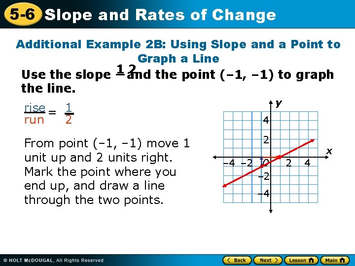 5 -6 Slope and Rates of Change Additional Example 2 B: Using Slope and