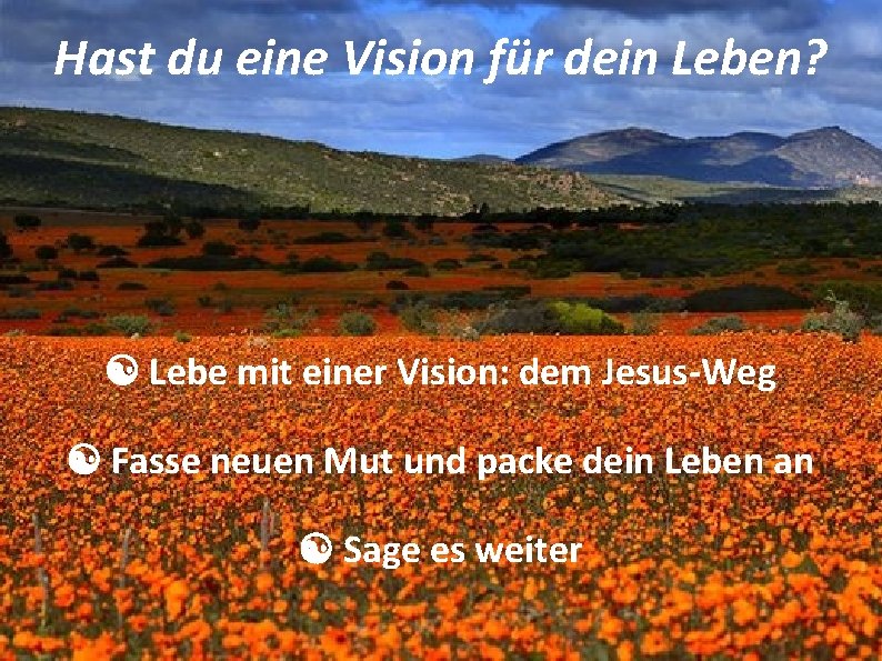Hast du eine Vision für dein Leben? Lebe mit einer Vision: dem Jesus-Weg Fasse