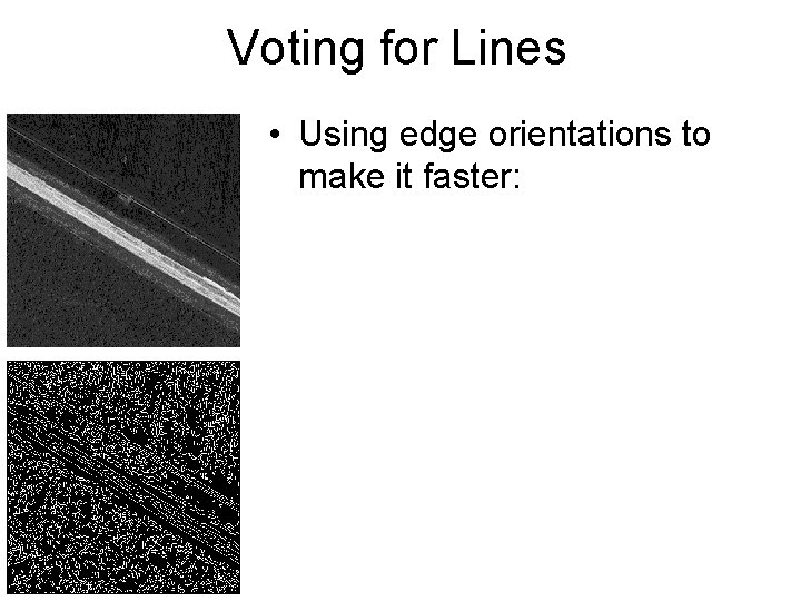 Voting for Lines • Using edge orientations to make it faster: 