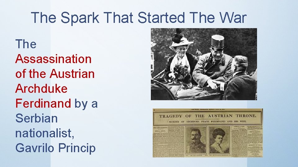 The Spark That Started The War The Assassination of the Austrian Archduke Ferdinand by