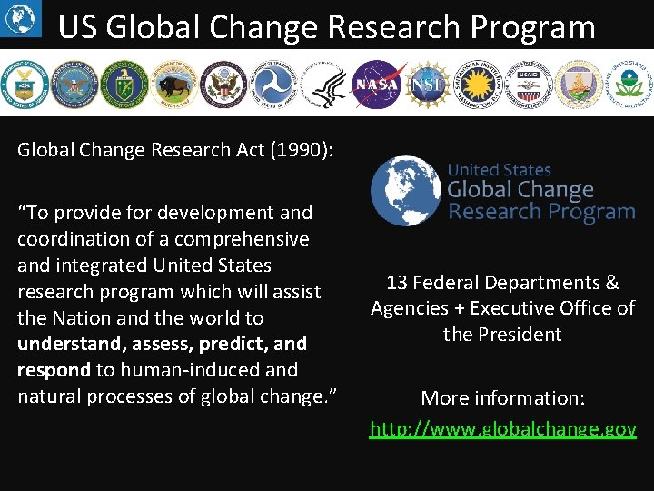 US Global Change Research Program Global Change Research Act (1990): “To provide for development