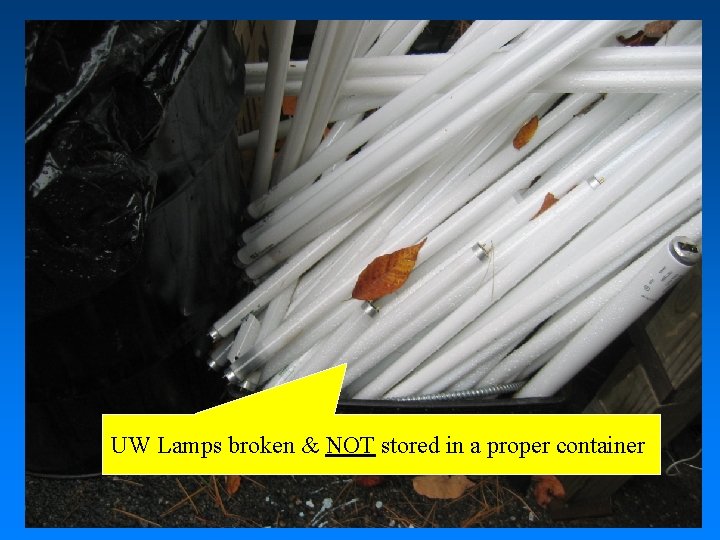 UW Lamps broken & NOT stored in a proper container 
