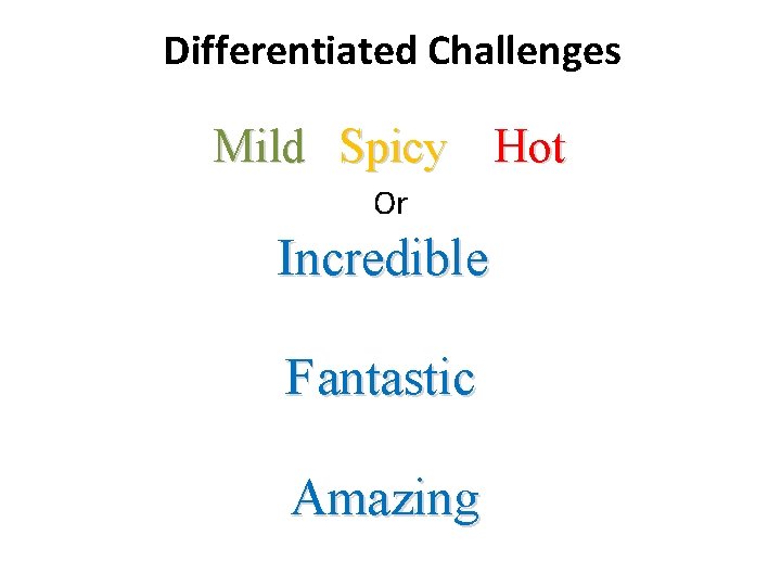 Differentiated Challenges Mild Spicy Hot Or Incredible F antastic Amazing 