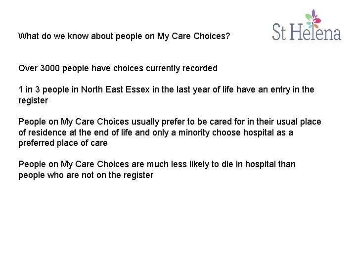 What do we know about people on My Care Choices? Over 3000 people have