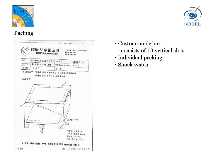 Packing • Custom-made box - consists of 10 vertical slots • Individual packing •