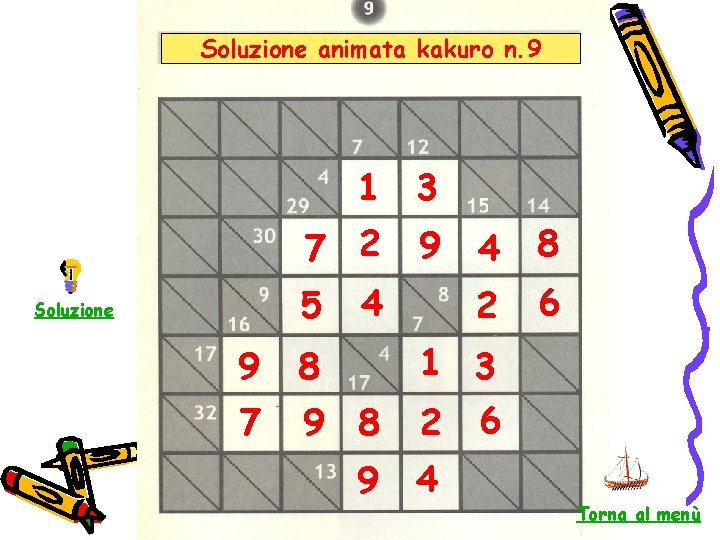 Soluzione animata kakuro n. 9 1 3 7 2 4 8 4 2 6