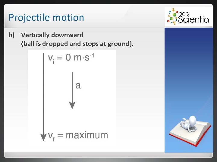 Projectile motion b) Vertically downward (ball is dropped and stops at ground). Projectile motion b) Vertically downward (ball is dropped and stops at ground).