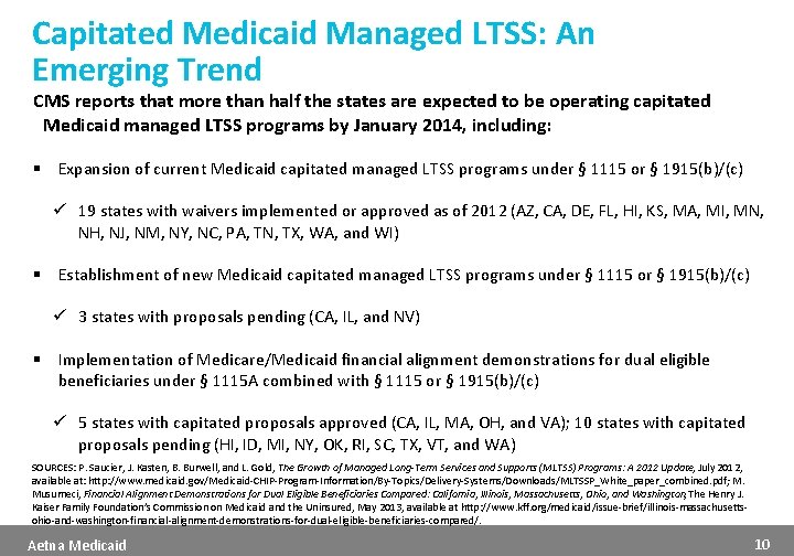 Capitated Medicaid Managed LTSS: An Emerging Trend CMS reports that more than half the