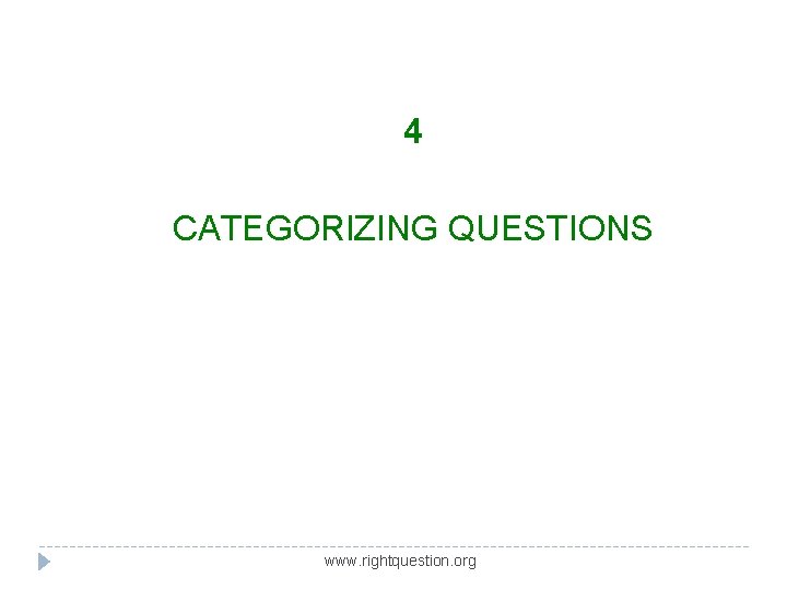 4 CATEGORIZING QUESTIONS www. rightquestion. org 