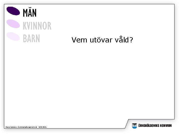 Vem utövar våld? Maria Isaksson, Kommunledningskontoret 9/25/2021 