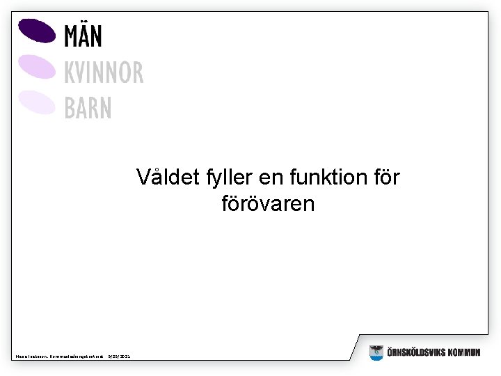 Våldet fyller en funktion förövaren Maria Isaksson, Kommunledningskontoret 9/25/2021 