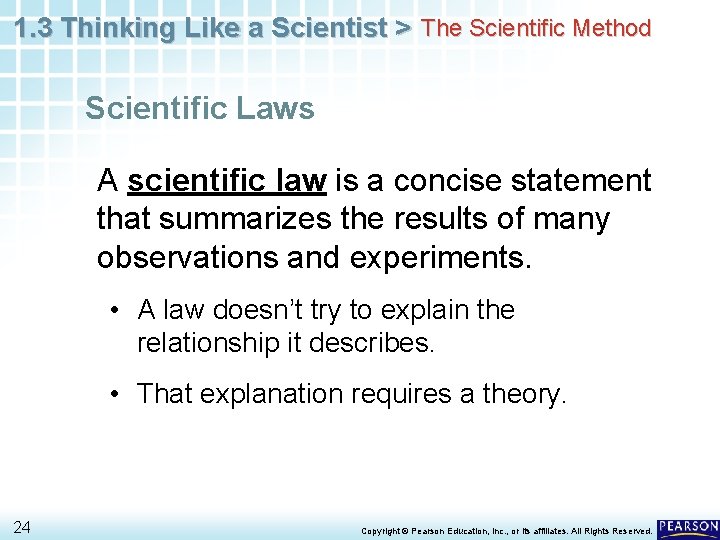 1. 3 Thinking Like a Scientist > The Scientific Method Scientific Laws A scientific