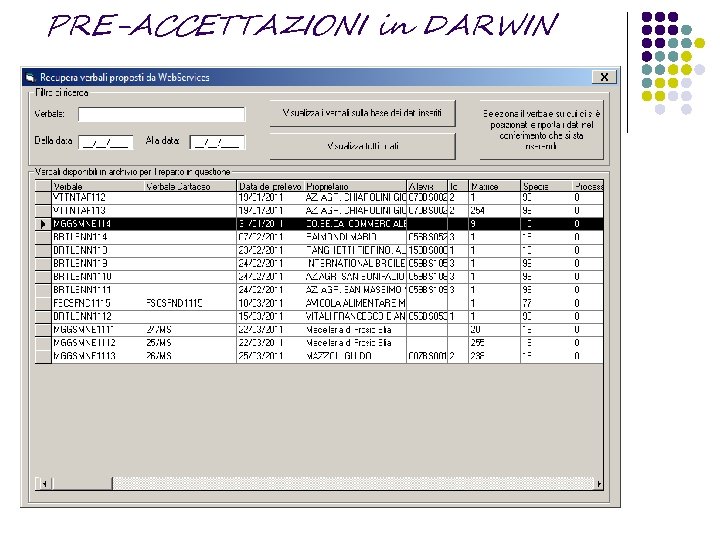 PRE-ACCETTAZIONI in DARWIN 