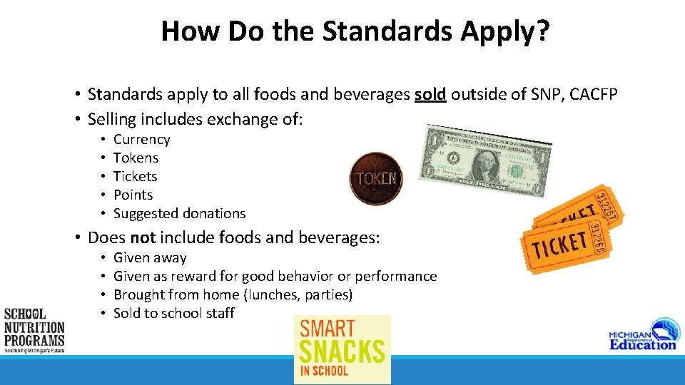 How Do the Standards Apply? • Standards apply to all foods and beverages sold