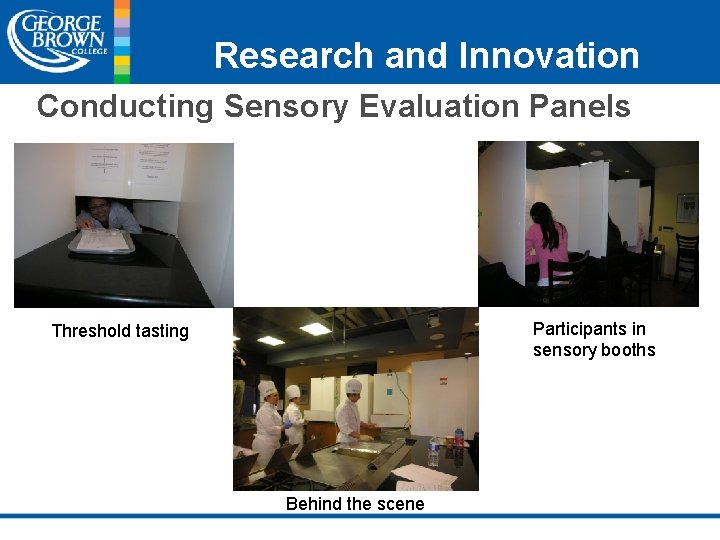Research and Innovation Conducting Sensory Evaluation Panels Participants in sensory booths Threshold tasting Behind