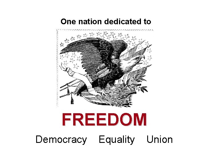 One nation dedicated to FREEDOM Democracy Equality Union 