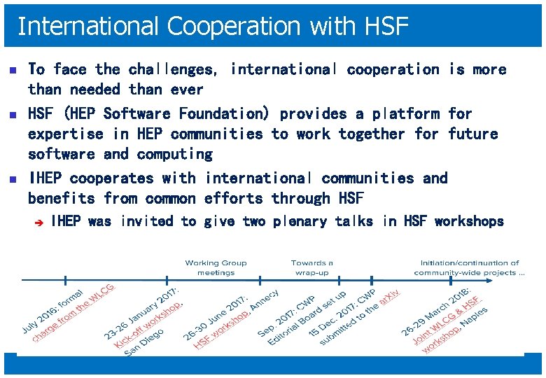 International Cooperation with HSF n n n To face the challenges, international cooperation is