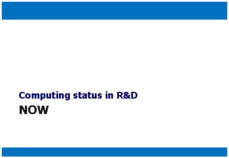 Computing status in R&D NOW 