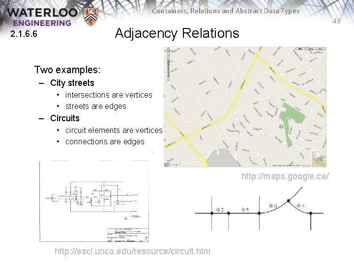 Containers, Relations and Abstract Data Types 49 Adjacency Relations 2. 1. 6. 6 Two