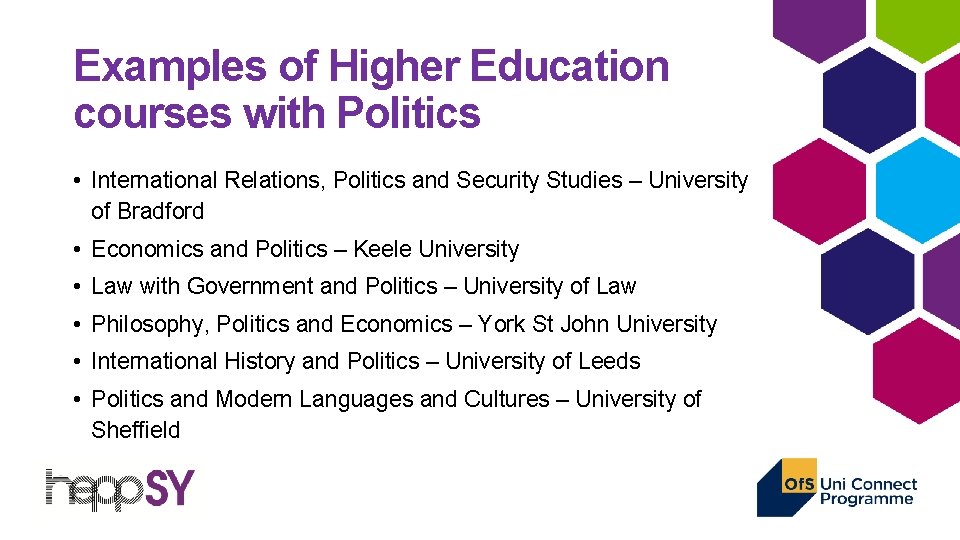 Examples of Higher Education courses with Politics • International Relations, Politics and Security Studies