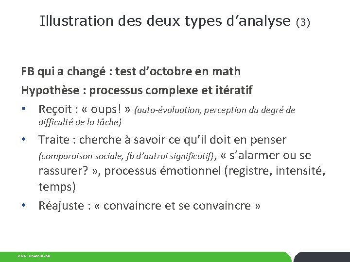 Illustration des deux types d’analyse (3) FB qui a changé : test d’octobre en