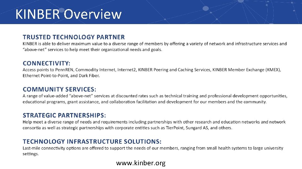 KINBER Overview www. kinber. org 