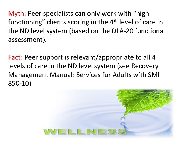 Myth: Peer specialists can only work with “high functioning” clients scoring in the 4