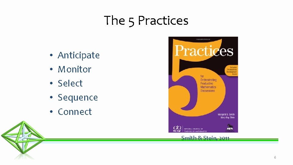 The 5 Practices • • • Anticipate Monitor Select Sequence Connect Smith & Stein,