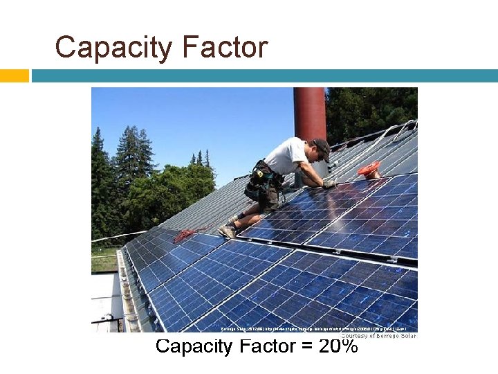 Capacity Factor Berrego Solar (5/12/09) http: //www. sfgate. com/cgi-bin/object/article? f=/g/a/2006/01/25/gree. DTL&o=1 Capacity Factor =