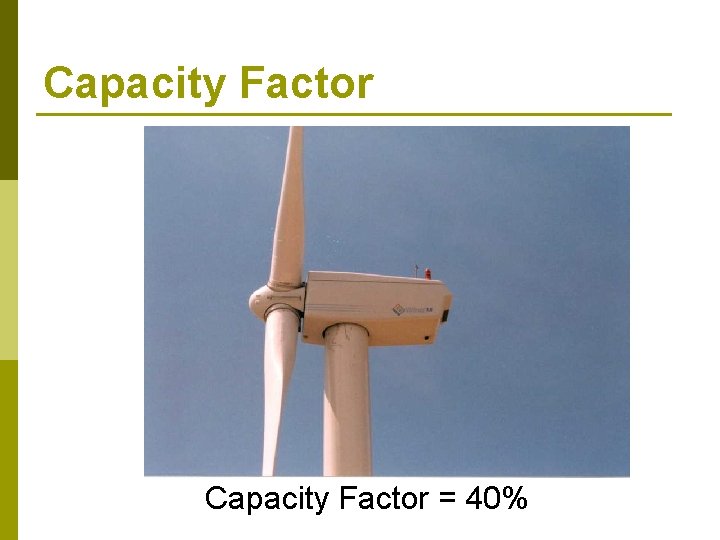 Capacity Factor = 40% 