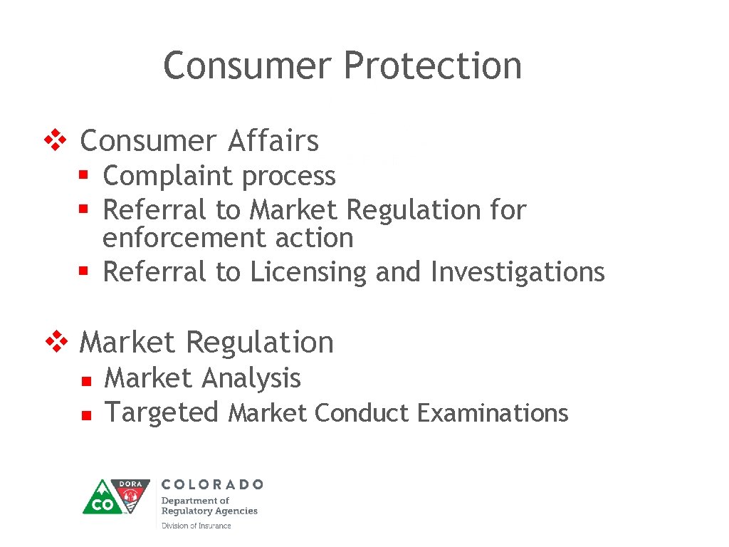 Consumer Protection v Consumer Affairs § Complaint process § Referral to Market Regulation for