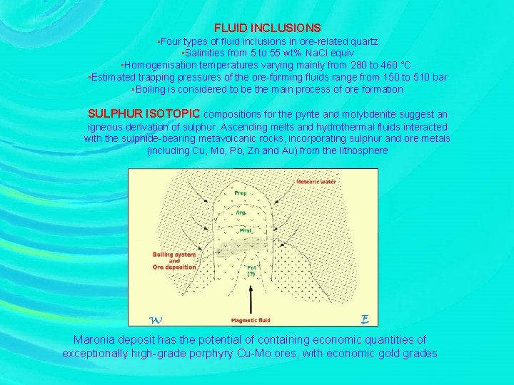 FLUID INCLUSIONS • Four types of fluid inclusions in ore-related quartz • Salinities from
