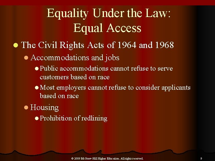 Equality Under the Law: Equal Access l The Civil Rights Acts of 1964 and