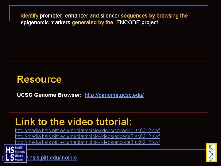 Identify promoter, enhancer and silencer sequences by browsing the epigenomic markers generated by the Identify promoter, enhancer and silencer sequences by browsing the epigenomic markers generated by the