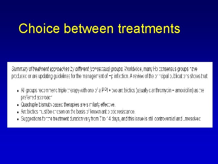 Choice between treatments 