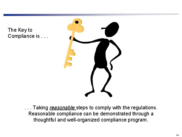 The Key to Compliance is. . . Taking reasonable steps to comply with the The Key to Compliance is. . . Taking reasonable steps to comply with the