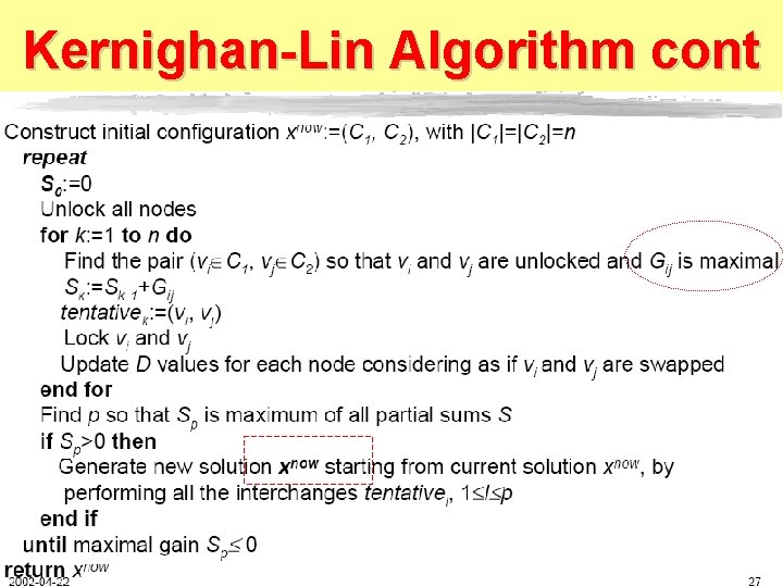 Kernighan-Lin Algorithm cont 