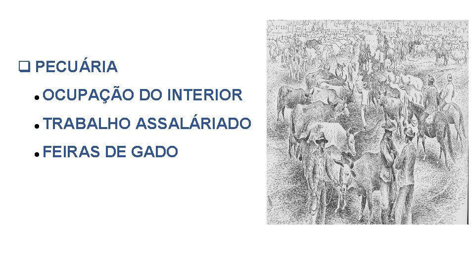  PECUÁRIA OCUPAÇÃO DO INTERIOR TRABALHO ASSALÁRIADO FEIRAS DE GADO 