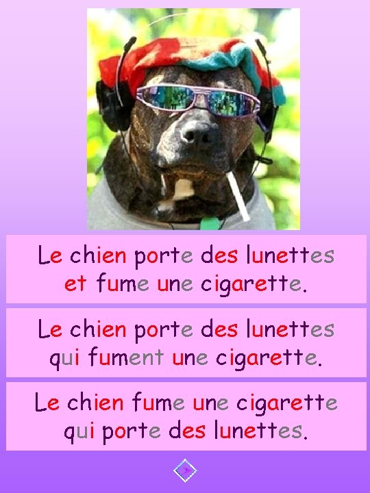 Le chien porte des lunettes et fume une cigarette. Le chien porte des lunettes