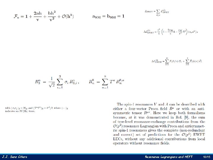 J. J. Sanz Cillero Resonance Lagrangians and HEFT 18/15 