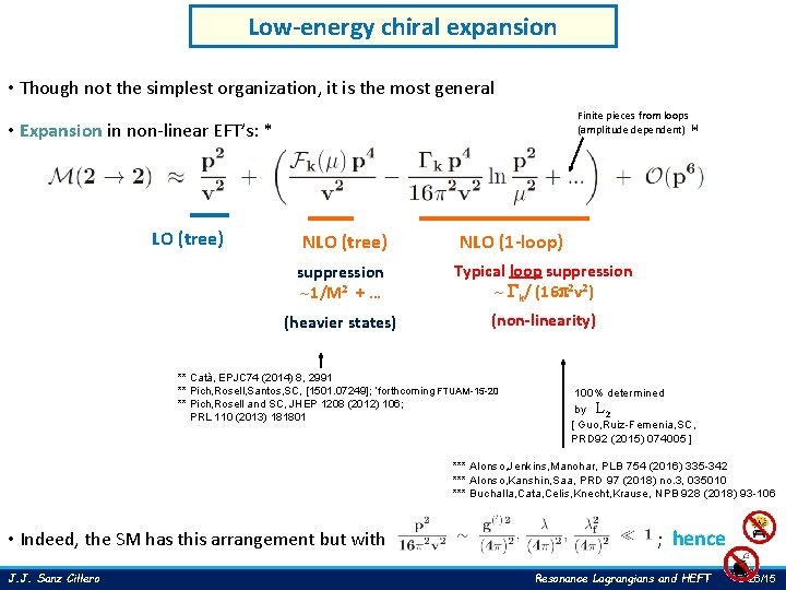 Low-energy chiral expansion • Though not the simplest organization, it is the most general