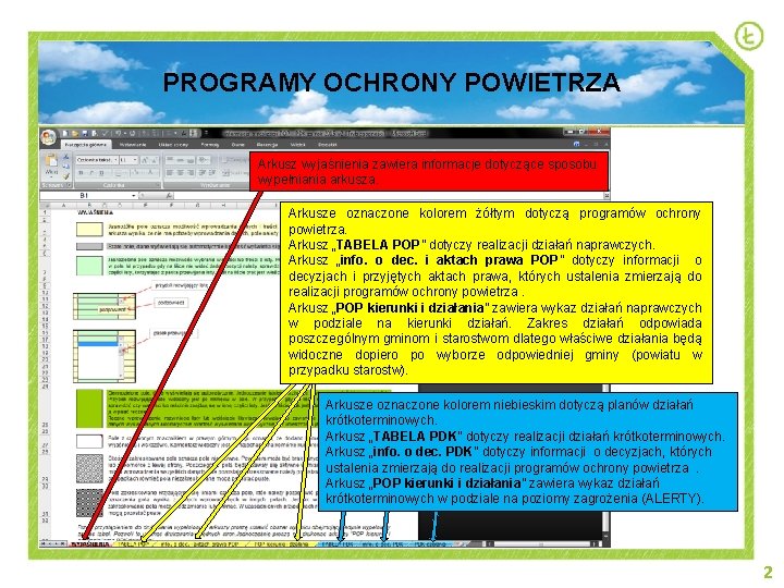 PROGRAMY OCHRONY POWIETRZA Arkusz wyjaśnienia zawiera informacje dotyczące sposobu wypełniania arkusza. Arkusze oznaczone kolorem